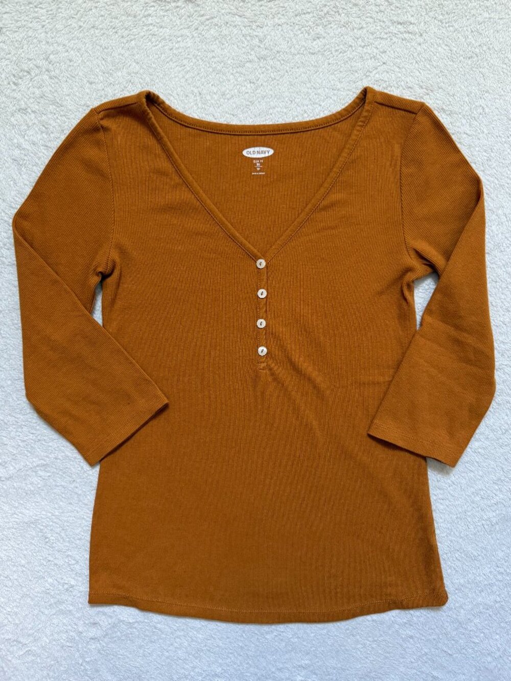 Old Navy Henley V-neck Top - Mustard Yellow